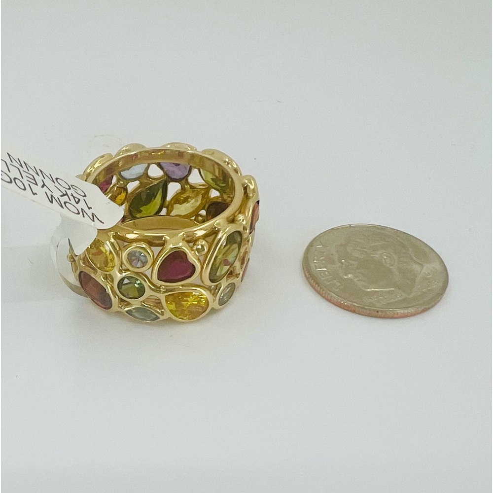 14K Yellow Gold (not plated) Semiprecious Gemstone Eternity Ring. Made in Italy